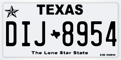 TX license plate DIJ8954