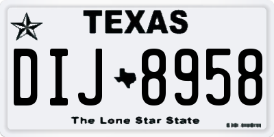 TX license plate DIJ8958