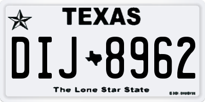 TX license plate DIJ8962
