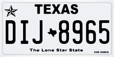 TX license plate DIJ8965