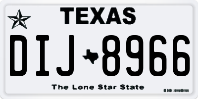 TX license plate DIJ8966