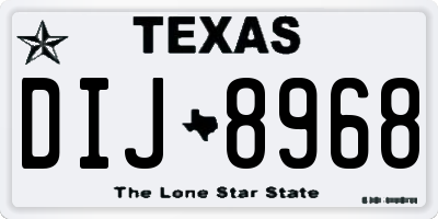 TX license plate DIJ8968