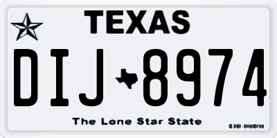 TX license plate DIJ8974