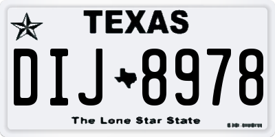 TX license plate DIJ8978