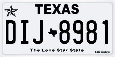 TX license plate DIJ8981