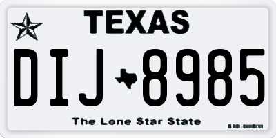 TX license plate DIJ8985