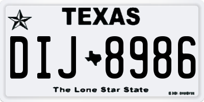 TX license plate DIJ8986