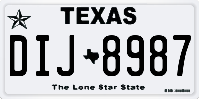 TX license plate DIJ8987