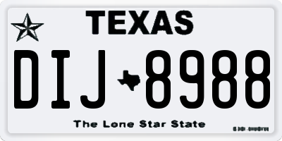 TX license plate DIJ8988