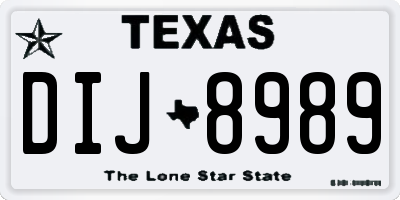 TX license plate DIJ8989