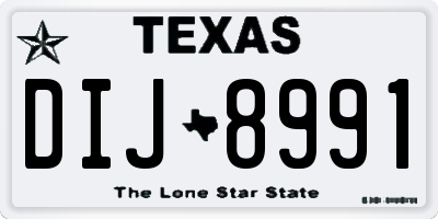 TX license plate DIJ8991