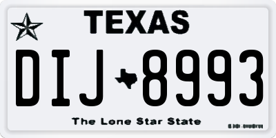 TX license plate DIJ8993
