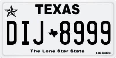 TX license plate DIJ8999