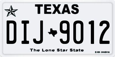 TX license plate DIJ9012