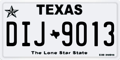 TX license plate DIJ9013