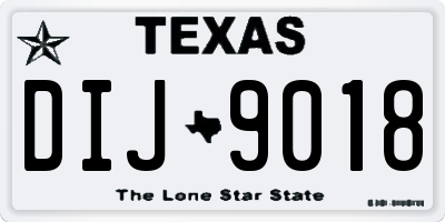 TX license plate DIJ9018