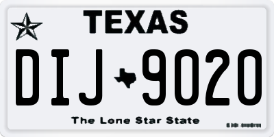 TX license plate DIJ9020