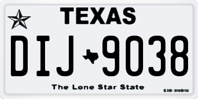 TX license plate DIJ9038