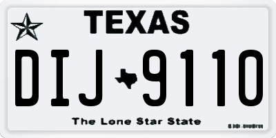 TX license plate DIJ9110