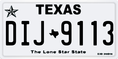 TX license plate DIJ9113