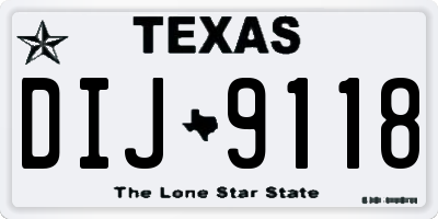 TX license plate DIJ9118