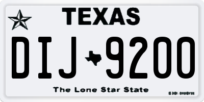 TX license plate DIJ9200
