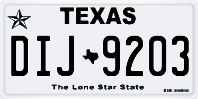 TX license plate DIJ9203