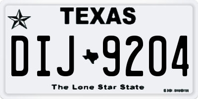 TX license plate DIJ9204