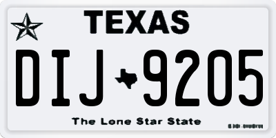 TX license plate DIJ9205