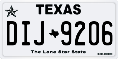 TX license plate DIJ9206