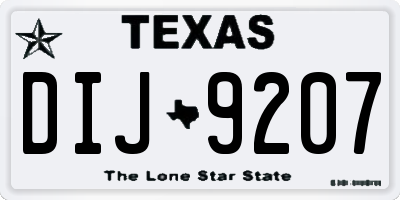 TX license plate DIJ9207