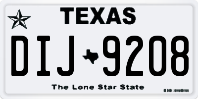 TX license plate DIJ9208