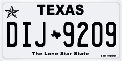 TX license plate DIJ9209