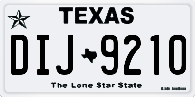 TX license plate DIJ9210