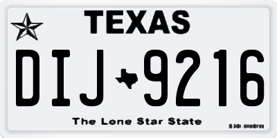TX license plate DIJ9216