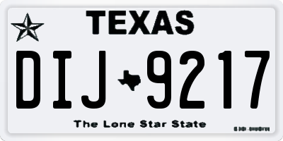 TX license plate DIJ9217