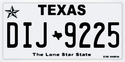 TX license plate DIJ9225