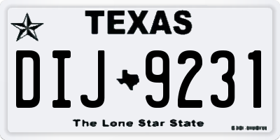 TX license plate DIJ9231