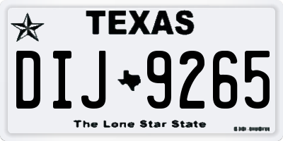 TX license plate DIJ9265