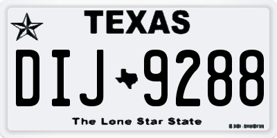 TX license plate DIJ9288