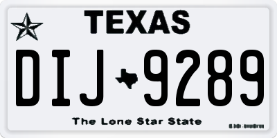 TX license plate DIJ9289