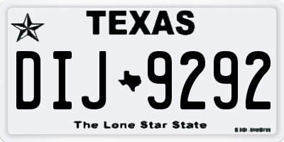 TX license plate DIJ9292