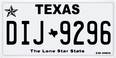 TX license plate DIJ9296