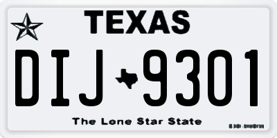 TX license plate DIJ9301