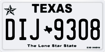 TX license plate DIJ9308