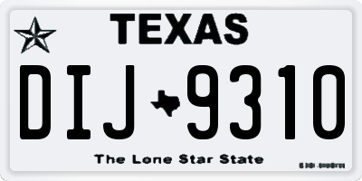 TX license plate DIJ9310
