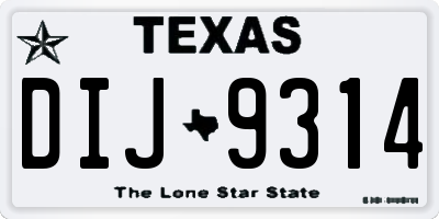 TX license plate DIJ9314