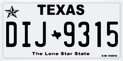 TX license plate DIJ9315