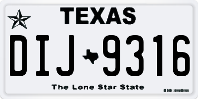 TX license plate DIJ9316
