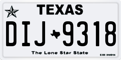 TX license plate DIJ9318